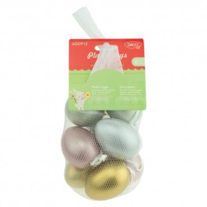 Ouă de Plastic 6cm, Culori Metalizate, 8/Set, DACO