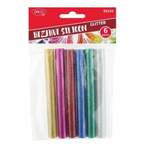 Rezerve de silicon colorate cu sclipici, 6 culori, 10mm