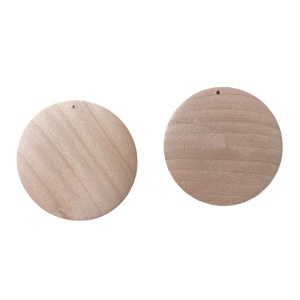 Set 2 forme rotunde din lemn natur, cu gaura, 5 cm