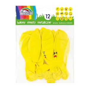 Balon 30.5 cm FIORELLO, set 12 buc, galben metalizat, emoticoane