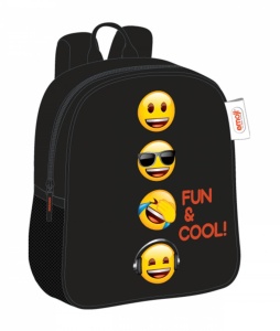 Ghiozdan preșcolari Emoji clasic, negru, 1 compartiment, buzunar sticlă, fermoar, 28 × 24 × 9 cm