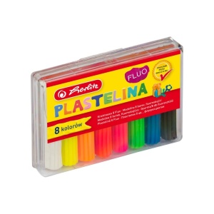 Plastilina fluorescenta 8 culori/set, HERLITZ, cutie de plastic