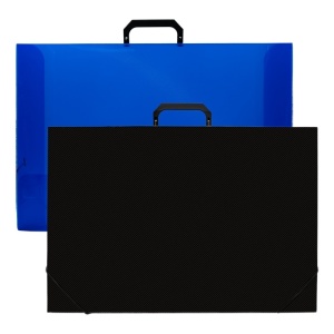 Servieta plastic, cu maner, 50x35x3cm, negru / albastru, CNX