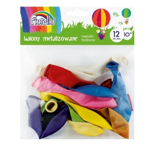 Balon 25.4 cm FIORELLO, set 12 buc, diverse culori metalizate