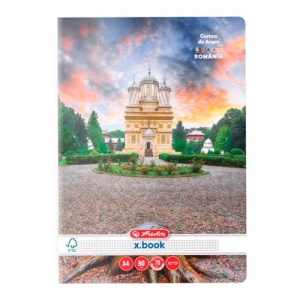 Caiet A4 cu pătrățele, 80 file, copertă carton, diverse modele România, HERLITZ