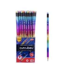 Creion Negru cu Radieră Curcubeu HB, DACO
