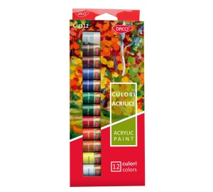 Culori acrilice, 12 culori, 12 ml, DACO