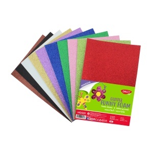 Hartie gumata glitter autoadeziva, 10 culori, DACO