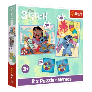 Puzzle carton 2 in1 30, 48 piese Trefl, O zi fericita pentru Lilo & Stitch, 3+ ani