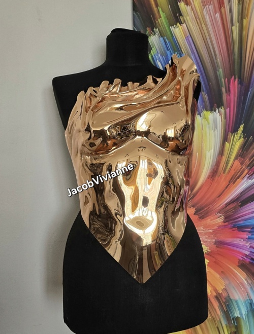 Corset Cyber Sophia- Corset auriu plastic tip oglinda