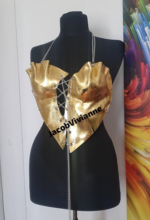 Corset Cyber BrokenHeart- Corset auriu efect cracked