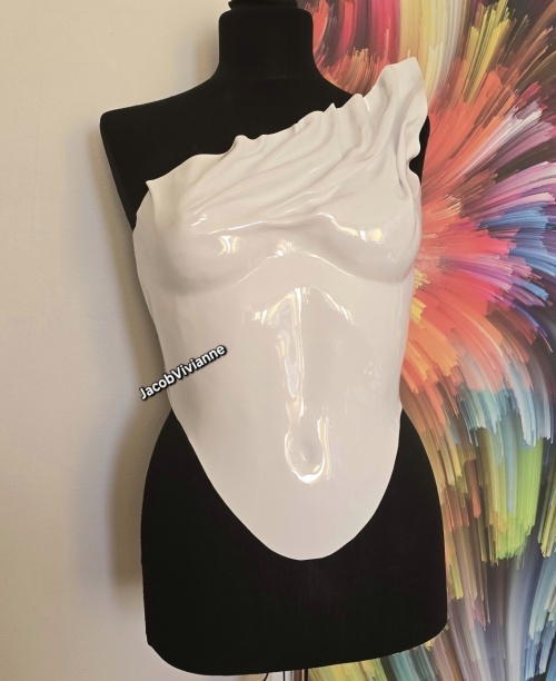 Corset Cyber Cassy Corset plastic alb