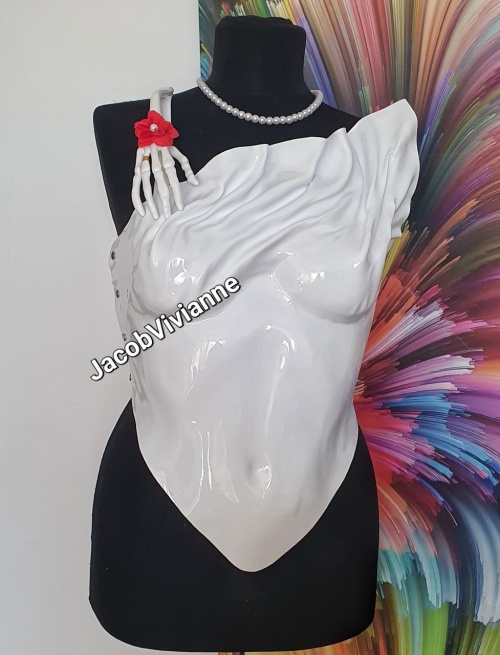 Corset Cyber Halloween - Corset plastic alb