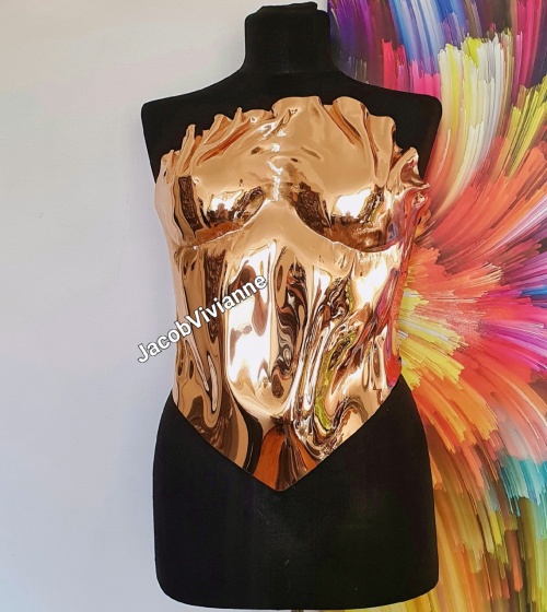 Corset Cyber Suzume - Corset auriu plastic tip oglinda
