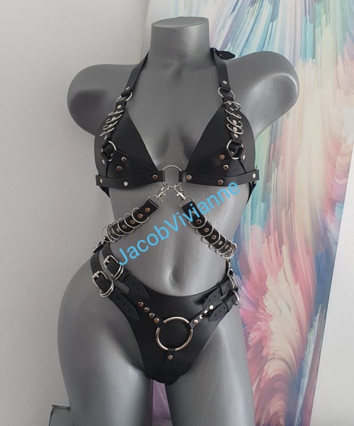Set sutien si chilot piele naturala