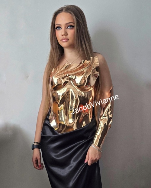 Corset Cyber Aanya - Corset auriu plastic tip oglinda