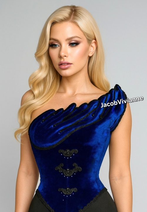 Corset Cyber Khya - Corset albastru plastic accesorizat