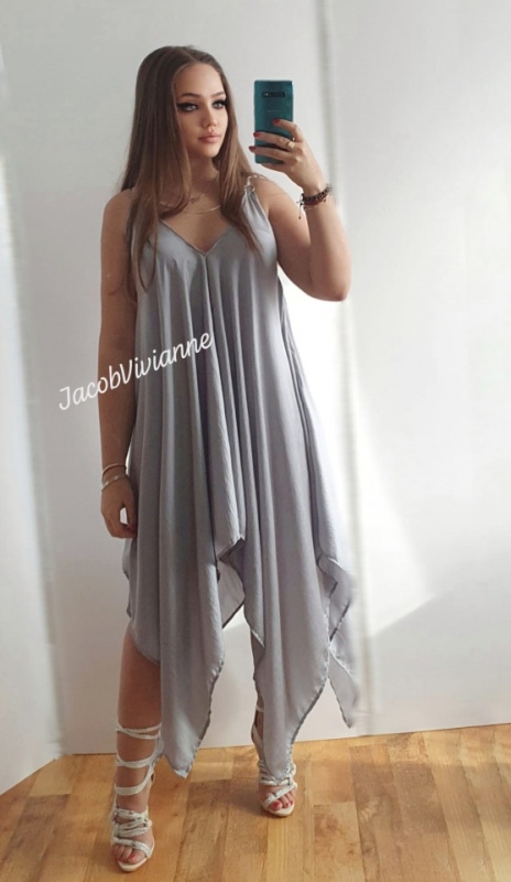 Rochie cu lant asimetrica imitatie matase naturala