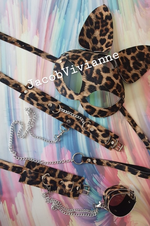 Set masca choker cu lesa si set catuse ghepard