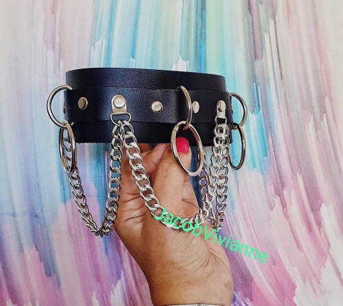 Choker lat cu lant piele naturala