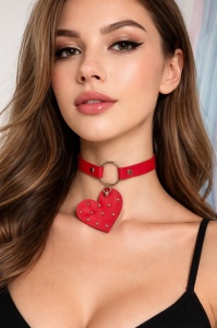Choker cu inima piele naturala