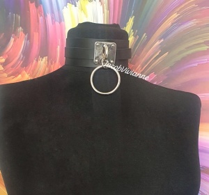 Choker lat piele naturala cu inel - Img 2