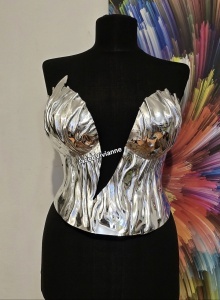 Corset argintiu oglinda decupat - bust MARE