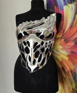 Corset argintiu plastic tip oglinda decupat - Img 3