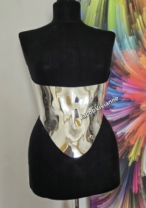 Corset Cyber - Corset scurt argintiu oglinda - Img 3