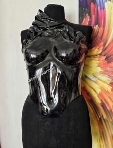 Corset Cyber Daisuky- Corset plastic negru lucios oglinda - Img 5