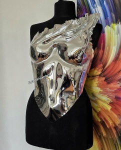 Corset Cyber Heqet - Corset argintiu plastic tip oglinda - Img 1