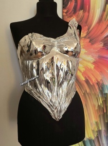 Corset Cyber Takhy - Corset argintiu plastic tip oglinda - Img 1