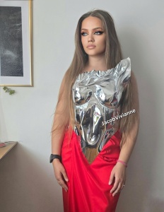 Corset Cyber Tashiko - Corset argintiu plastic tip oglinda - Img 1