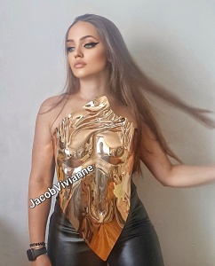 Corset Cyber Thyak - Corset auriu plastic tip oglinda - Img 4