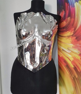 Corset Cyber Yashyko - Corset argintiu plastic tip oglinda - Img 5
