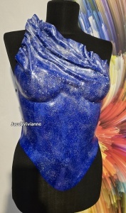 Corset plastic albastru cu glitter silver