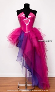 Fusta festival tulle roz cu mov - Img 3