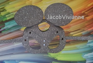 Masca urechi rotunde piele naturala glitter