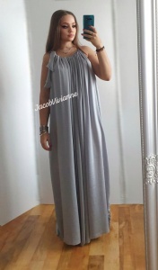Rochie gri, imitatie matase naturala - Img 2