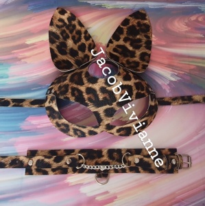 Set masca choker cu lesa si set catuse ghepard - Img 2