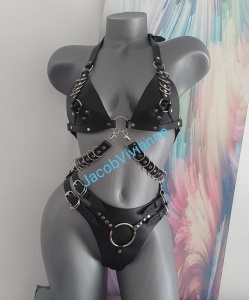 Set sutien si chilot piele naturala