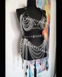 Set sutien si ham sold lant piele naturala