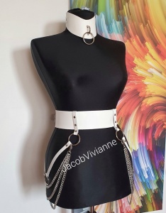 Choker lat piele naturala cu inel - Img 3