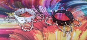 Choker lat piele naturala cu lant - Img 2