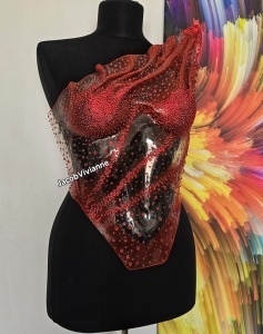 Corset cristale rosu din plastic luxury