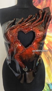 Corset Cyber HEART - Corset inima plastic negru cu finisaj rosu - Img 5