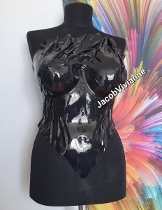 Corset Cyber Heyrha - Corset plastic negru - bust voluminos - Img 2