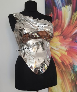 Corset Cyber Kathyk - Corset argintiu oglinda - bust voluminos/implanturi - Img 1