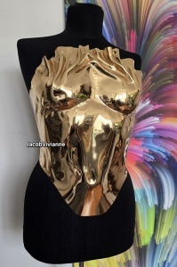 4	Corset Cyber Myya- Corset plastic auriu oglinda metalizat