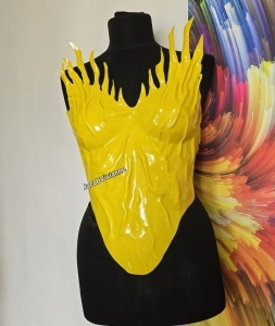 Corset galben din plastic asimetric Crystal - Img 2